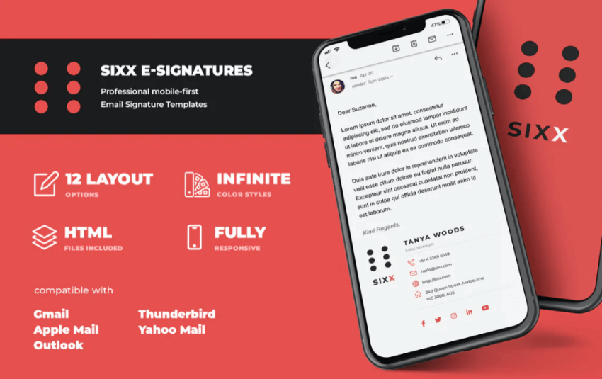 an email signature library from Envato Elements
